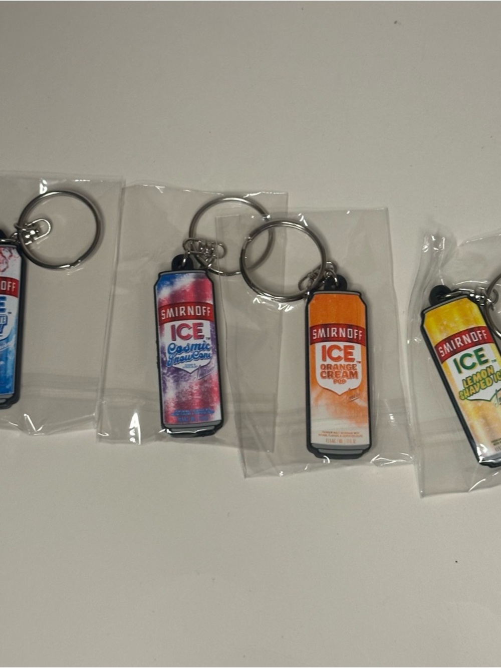 Smirnoff Ice Sunny Days Pack Lot Of 4 Double Sided Keychain Beverage Keyring NEW